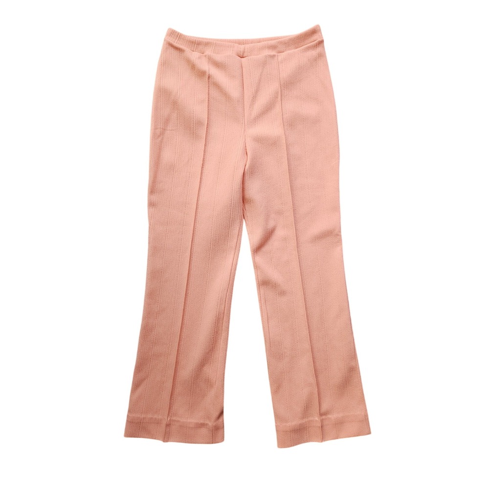 Vintage Fairfield Brookvalley Peach Pink Ribbed Knit Pull On Pants Pintuck 70s